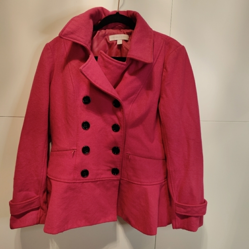 New York & Company Pink Peplum Peacoat | Size M - Picture 3 of 7